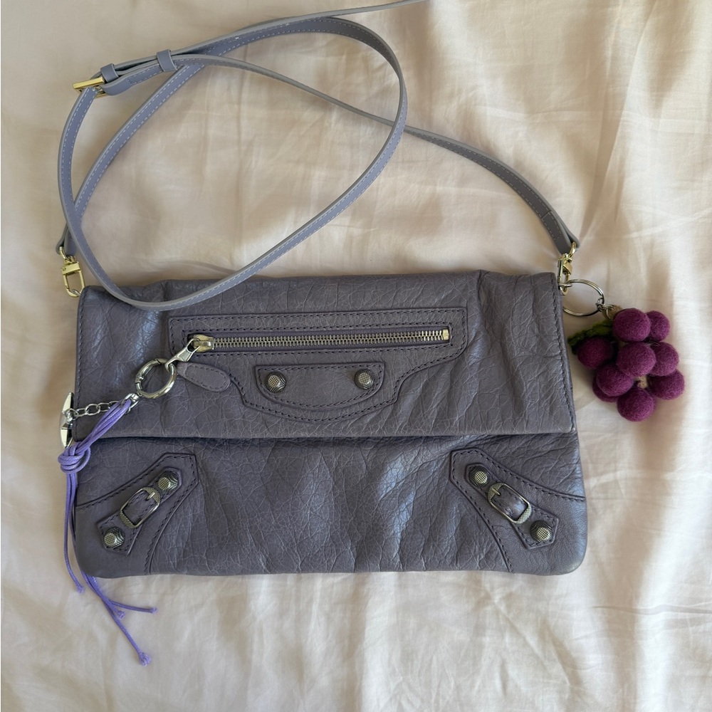 Balenciaga Lavender Classic Envelope Strap Clutch